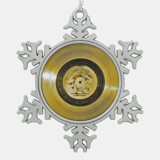 Ornement Flocon De Neige Enregistrement d'or Voyager Spacecraft (Devant)