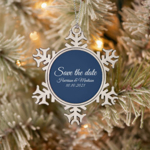 Ornement Flocon De Neige Enregistrer le Faire-part de Mariage de script per