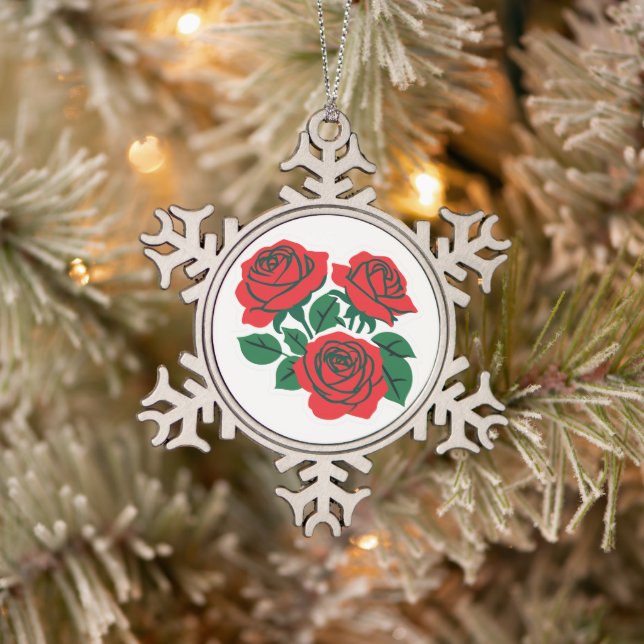 Ornement Flocon De Neige Ensemble de Roses (Arbre)