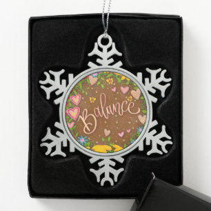 Ornement Flocon De Neige Équilibrer Brown Floral Pretty Inspirivity