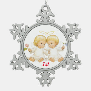 Ornement Flocon De Neige ęr Jumeaux de bonbon à Noël