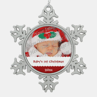 Ornement Flocon De Neige Ęr Noël du bébé personnalisé avec la photo