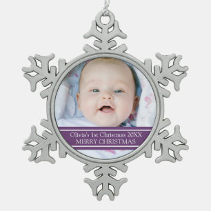 Ornement Flocon De Neige Ęr ornement de Noël du bébé fait sur commande 
