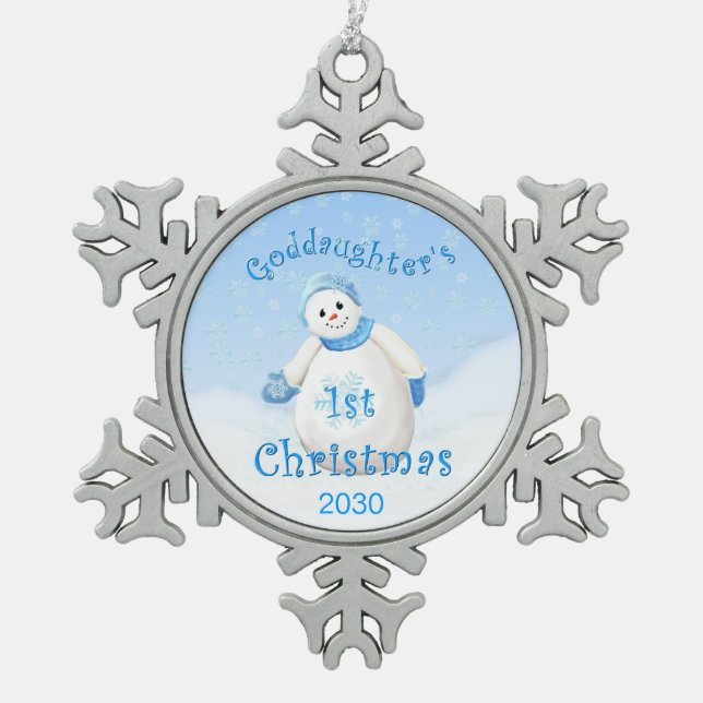 Ornement Flocon De Neige Ęr souvenir de Noël de la filleule (Devant)
