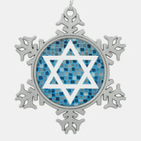 Étoile de David sur Blue Mosaic Carrelage Motif Or