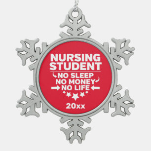 Ornement Flocon De Neige Étudiant en soins infirmiers Non Sommeil Argent Vi