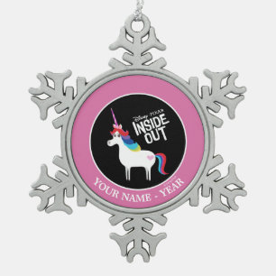 Ornement Flocon De Neige Extérieur intérieur  Rainbow Unicorn Ajouter votre