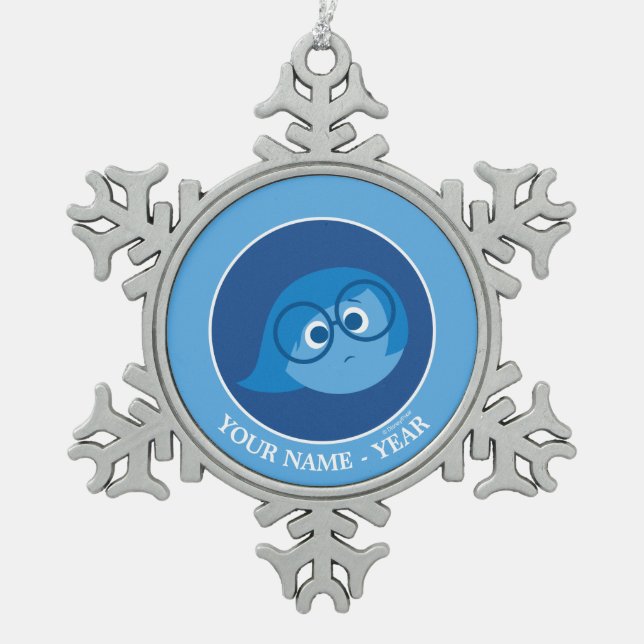 Ornement Flocon De Neige Extérieur intérieur| Triste Face Ajouter votre nom (Devant)
