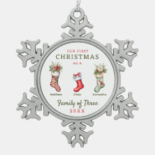 Ornement Flocon De Neige Famille des trois premiers Noël