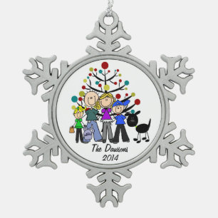 Ornement Flocon De Neige Famille faite sur commande avec l'ornement de