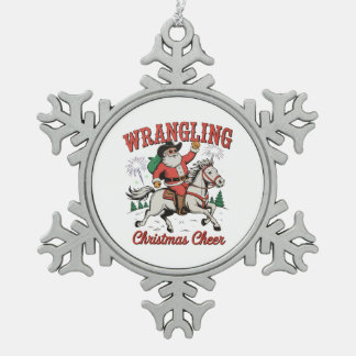 Ornement Flocon De Neige Fantaisie Noël Cheer Cowboy Père Noël Pays