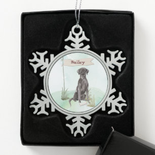 Ornement Flocon De Neige Félicitations au Black Lab pour le nouveau chien