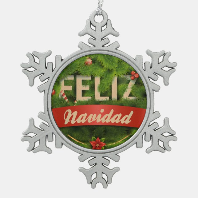 Ornement Flocon De Neige Feliz Navidad (Devant)
