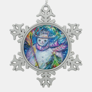 ORNEMENT FLOCON DE NEIGE FEMME DE NEIGE AVEC ARBRE DE NOËL ET JOUETS