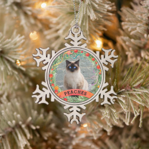 Ornement Flocon De Neige Festif animal de compagnie Photo Berry Wreath Meme