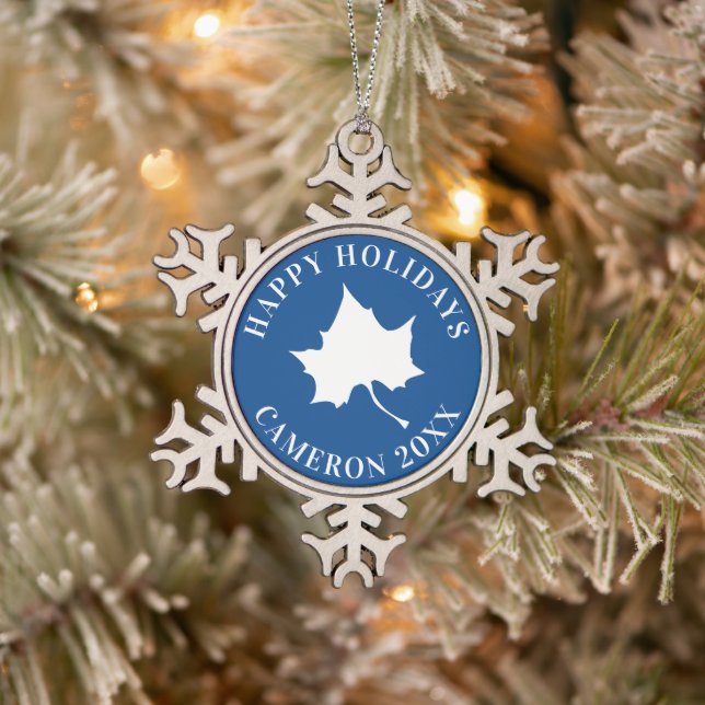 Ornement Flocon De Neige Feuille d'état de l'Indiana (Arbre)
