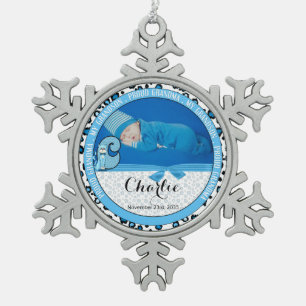 Ornement Flocon De Neige Fier grand-mère bébé bleu Monogramme C pour chat