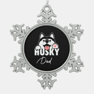 Ornement Flocon De Neige Fière Husky père sibérien