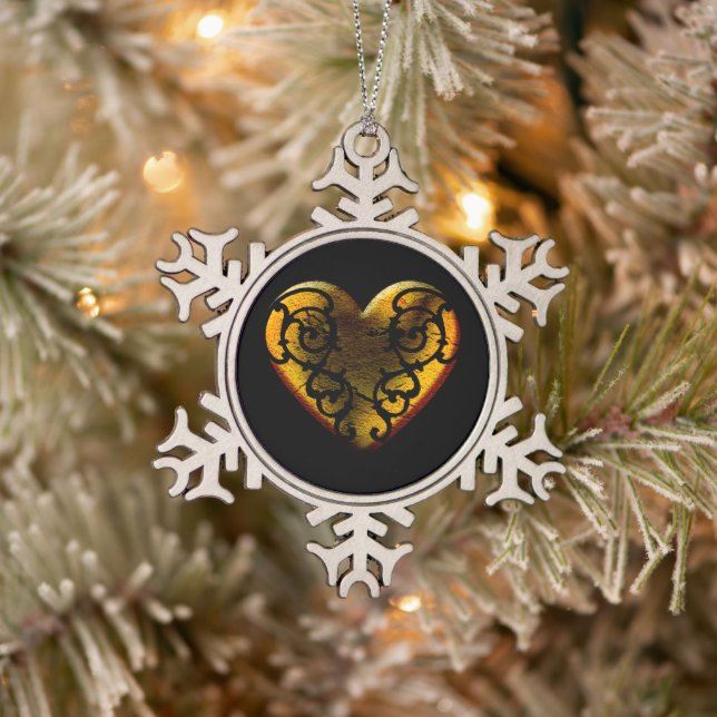 Ornement Flocon De Neige Filigree Goth Gold Heart (Arbre)