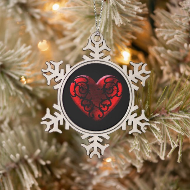 Ornement Flocon De Neige Filigree Goth Red Heart (Arbre)