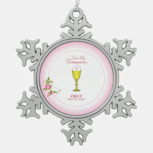 Ornement Flocon De Neige Fille Rose Première Communion, Calice, Hostie, Ros