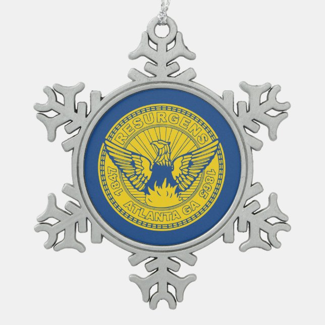 Ornement Flocon De Neige Flag of Atlanta, Georgia Snowflake Pewter Christma (Devant)