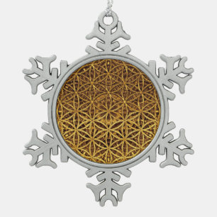Ornement Flocon De Neige Fleur de la vie / Blume des Lebens - médaille d'or