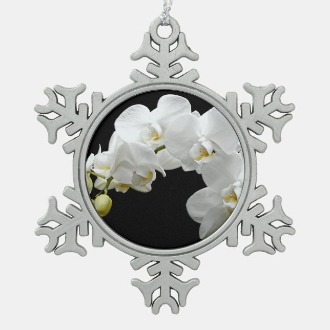 Ornement Flocon De Neige Fleur d'orchidée blanche (Devant)