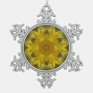 Ornement Flocon De Neige Fleur soleil éclate dorée