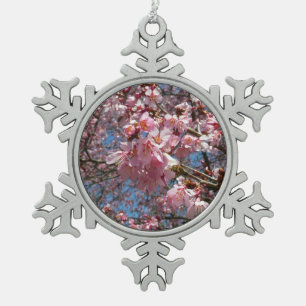 Ornement Flocon De Neige Fleurs de cerisier et fleurs de printemps roses d'