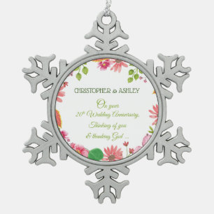 Ornement Flocon De Neige Fleurs religieuses pour les 20 ans de mariage