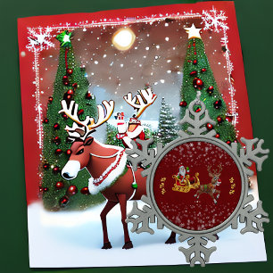 Ornement Flocon De Neige Flocon de neige de Noël Père Noël Ho Ho Reindeer S