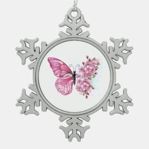 Ornement Flocon De Neige Flower Butterfly