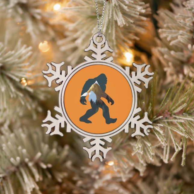 Ornement Flocon De Neige Forêt de nuit Bigfoot (Arbre)