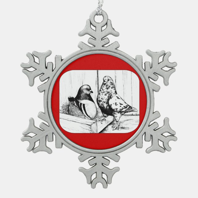 Ornement Flocon De Neige Français Mondain Pigeons 1981 (Devant)