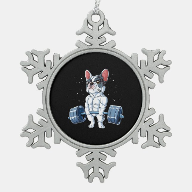 Ornement Flocon De Neige French Bulldog Poids Funny Deadlift Gym (Devant)