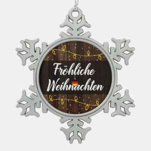 Ornement Flocon De Neige Fröhliche Weihnachten Allemand Joyeux Noël