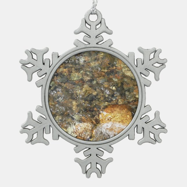 Ornement Flocon De Neige Galets Brown et gris naturel Abstrait (Devant)