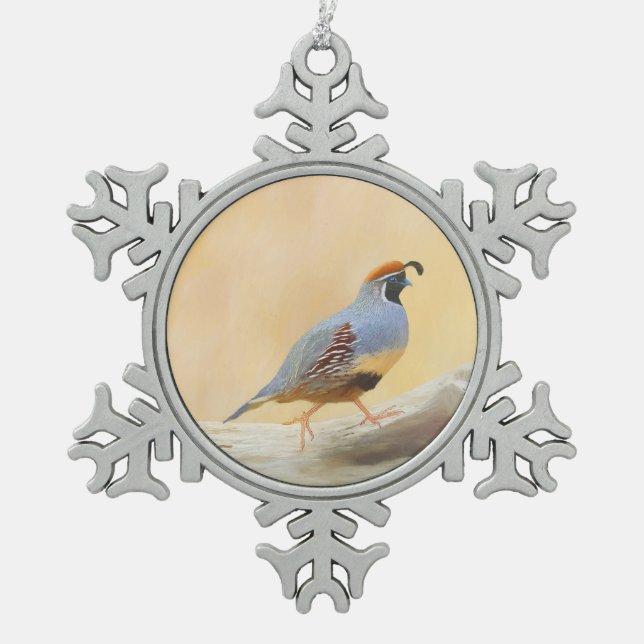 Ornement Flocon De Neige Gambrel's Quail Painting Original Bird Art (Devant)