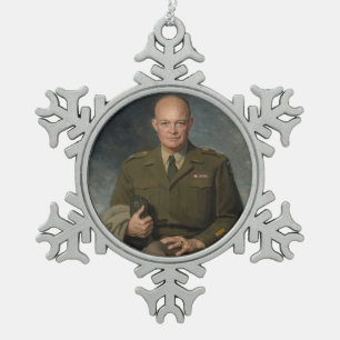 Ornement Flocon De Neige Général Dwight Eisenhower Portrait peint 5 étoiles