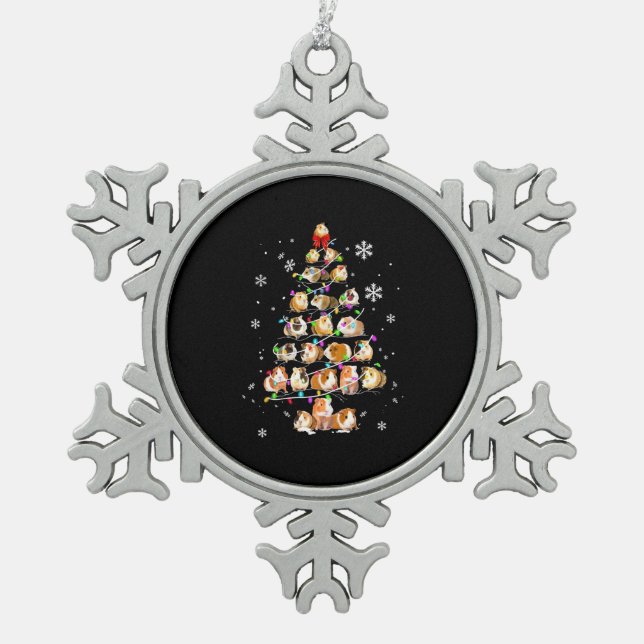 Ornement Flocon De Neige Gig Guinéen| Joyeux cochon de Guinée Noël (Devant)