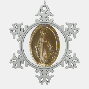 Ornement Flocon De Neige Gloire À La Médaille Miraculeuse