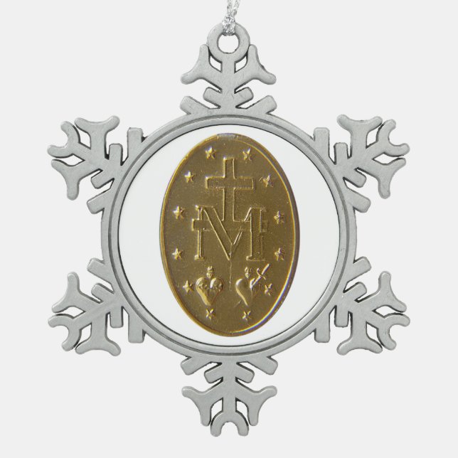 Ornement Flocon De Neige Gloire À La Médaille Miraculeuse (Devant)
