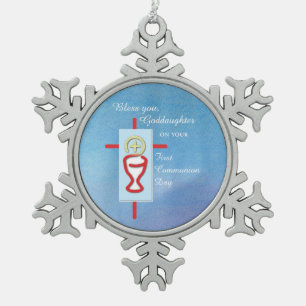 Ornement Flocon De Neige Godgirl, Première Communion Sainte, Turquoise