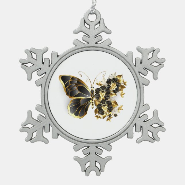 Ornement Flocon De Neige Gold flower Butterfly with Black Orchid (Devant)