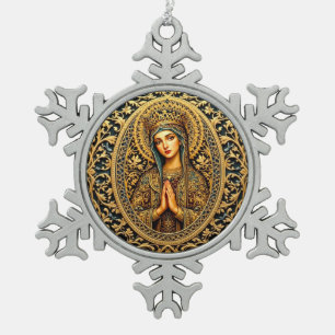 Ornement Flocon De Neige Golden Revergence Vierge Marie
