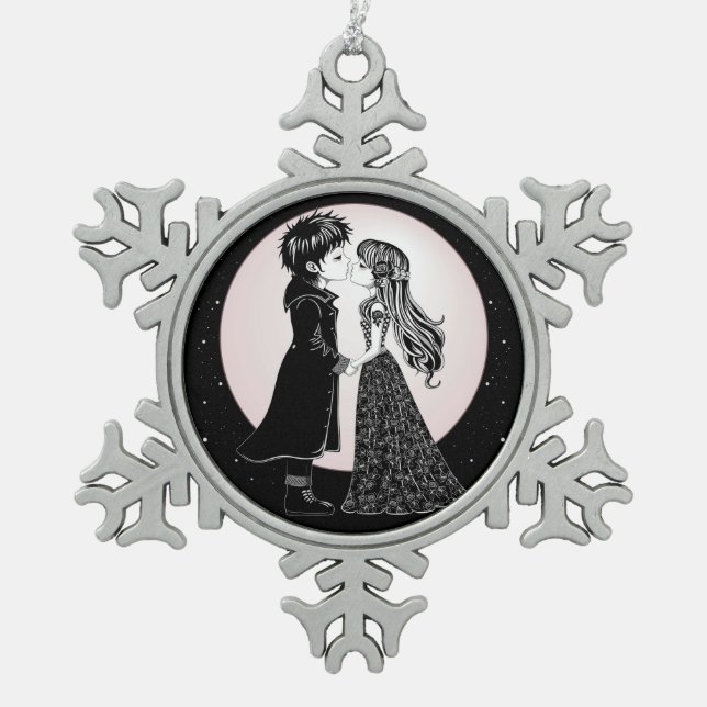 Ornement Flocon De Neige Gothique Emo Enfants Kiss Valentine's Day (Devant)