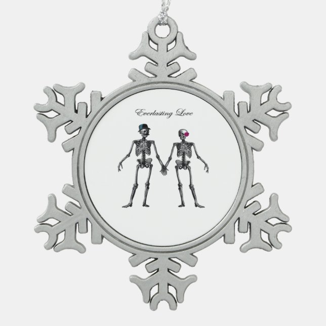 Ornement Flocon De Neige Gothique Squelette Couple (Blanc) Classique (Devant)