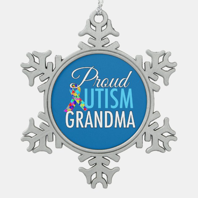 Ornement Flocon De Neige Grand-maman fière d'autisme (Devant)
