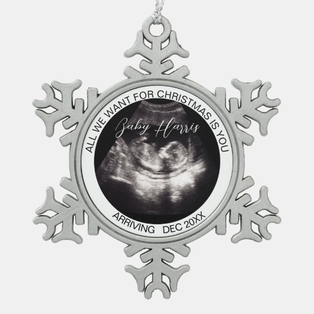 Ornement Flocon De Neige Grandparents Pregnancy Reveal Ultrasound Photo (Devant)